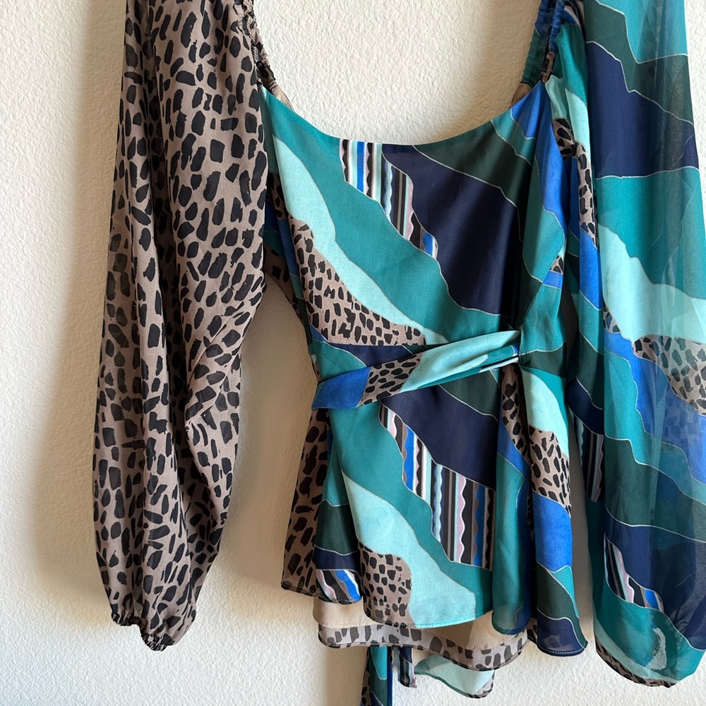 Anthropologie Hutch Mixed Print Wrap Top - Picture 10 of 16
